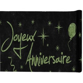 Chemin de table anniversaire pailleté vert 5 M