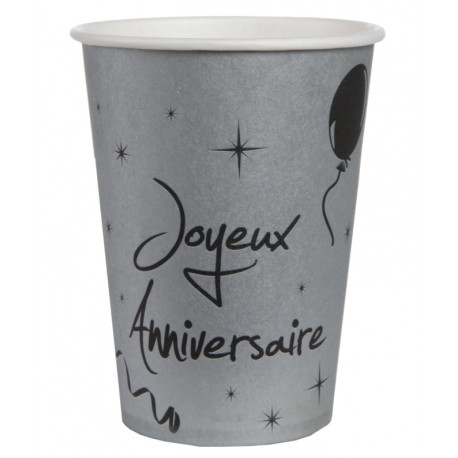 Gobelet carton anniversaire argent les 10