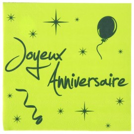 Serviette en papier anniversaire vert noir les 20