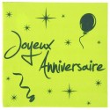 Serviettes en papier anniversaire vert noir les 20