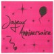 Serviette en papier anniversaire fuchsia les 20