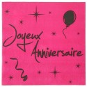 Serviettes en papier anniversaire fuchsia les 20