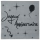 Serviettes en papier anniversaire gris les 20