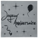 Serviettes en papier anniversaire gris les 20