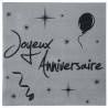 Serviettes en papier anniversaire gris les 20