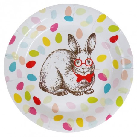 Assiette carton lapin de Pâques 22.5 cm les 10