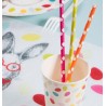 Pailles orange à pois blancs en papier les 20