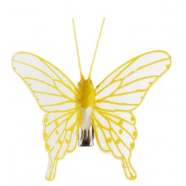 Papillon jaune transparent sur pince les 4