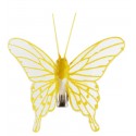 Papillons jaunes transparents sur pince les 4