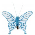 Papillons transparents turquoise sur pince les 4
