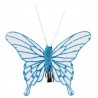 Papillons transparents turquoise sur pince les 4