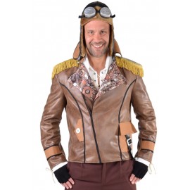 Déguisement blouson aviateur Steampunk homme luxe