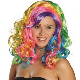 Perruque bouclée multicolore femme