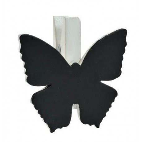 Ardoise papillon blanc sur pince déco les 6