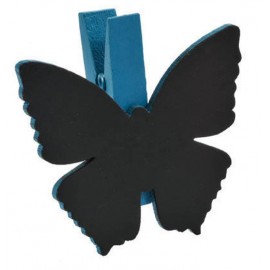 Ardoise papillon turquoise sur pince déco les 6