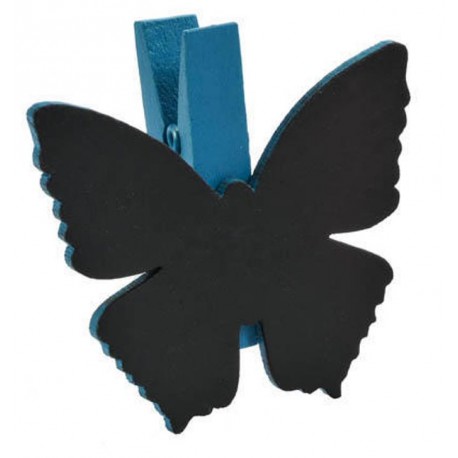 Ardoise papillon turquoise sur pince déco les 6