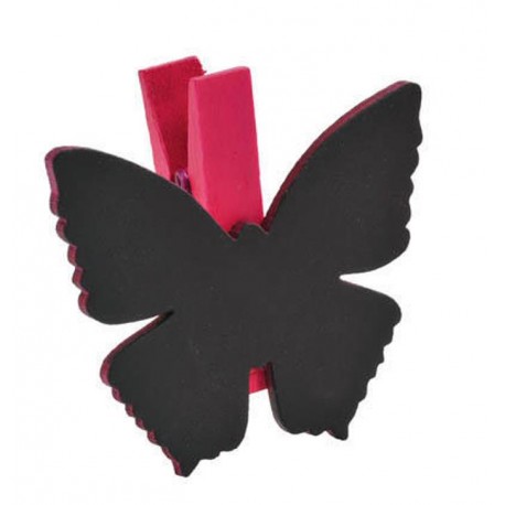 Ardoise papillon fuchsia sur pince déco les 6