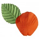 Pétales de rose orange en tissu avec feuilles les 100