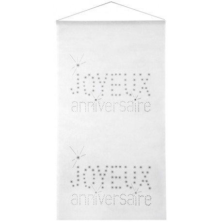 Kakémono anniversaire blanc tenture murale intissé 2.50 M