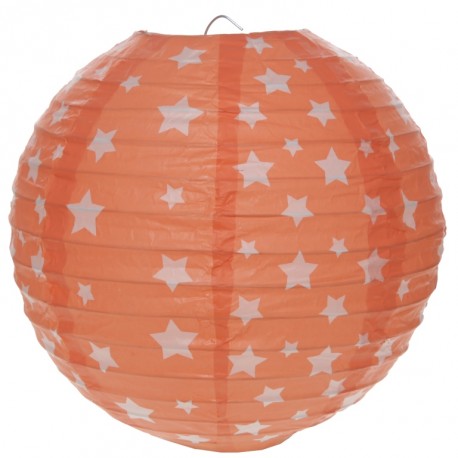 Lanterne boule papier corail à étoiles 20 cm les 2