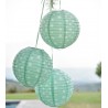 Lanternes boule papier menthe à étoiles 20 cm les 2