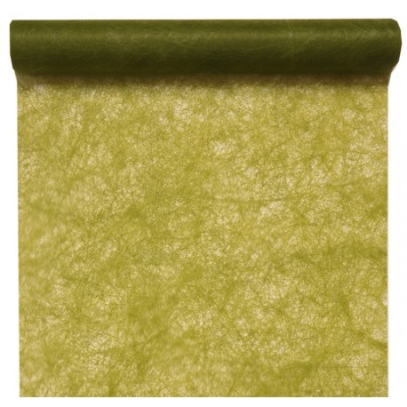 Chemin de table fanon vert olive 5 M