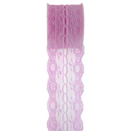 Ruban dentelle rose 50 mm x 3 M