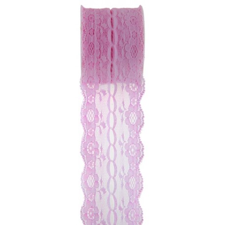 Ruban dentelle rose 50 mm x 3 M