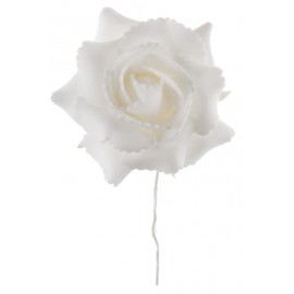 Rose blanche sur tige les 4 - Rose artificielle