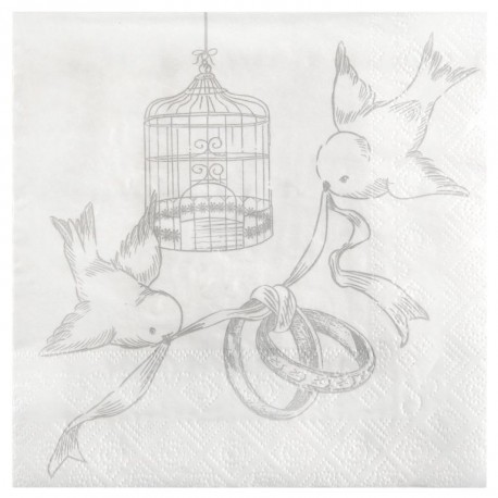 Serviette de table cage et oiseaux papier les 20