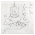 Serviettes de table cage et oiseaux papier les 20