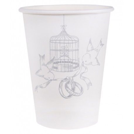 Gobelet carton cage et oiseaux les 10