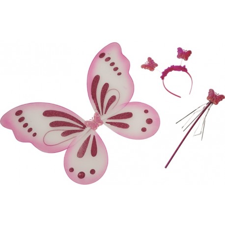 Set accessoires papillon rose enfant