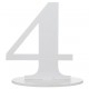 Numéro de table chiffre 4 blanc en bois 16 cm