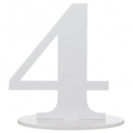 Numéro de table chiffre 4 blanc en bois 16 cm