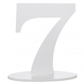 Numéro de table chiffre 7 blanc en bois 16 cm