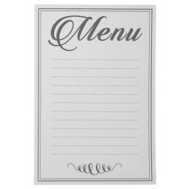 Menu blanc avec lignes en papier 15 cm les 10