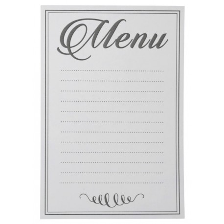 Menu blanc avec lignes en papier 15 cm les 10