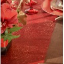 Chemin de table tulle pailleté rouge 5 M