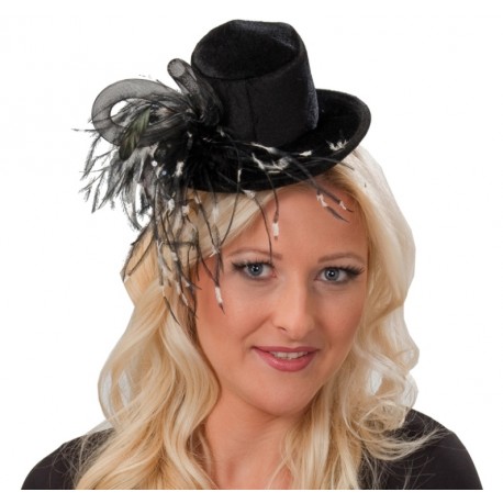 Mini chapeau haut de forme noir chic femme