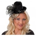 Mini chapeau haut de forme noir chic femme