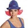 Chapeau borsalino bleu avec cheveux roses adulte