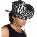 Chapeau cowboy zèbre argent noir adulte