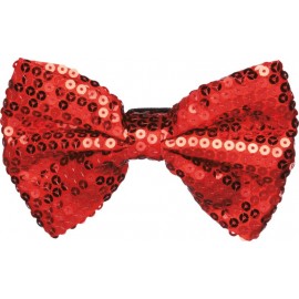 Noeud papillon à paillettes rouge adulte 13 x 9 cm