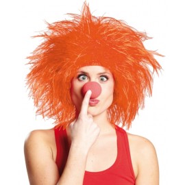 Perruque clown orange adulte