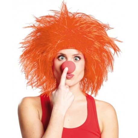 Perruque clown orange adulte
