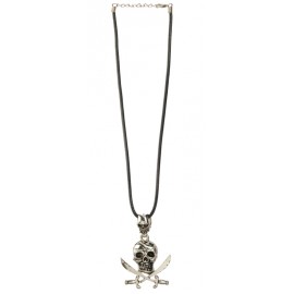 Collier pirate avec tête de mort adulte