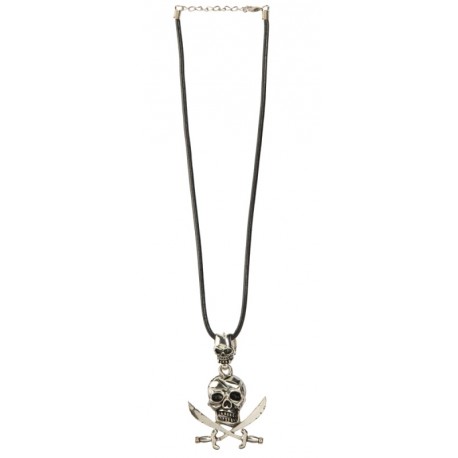 Collier pirate avec tête de mort adulte