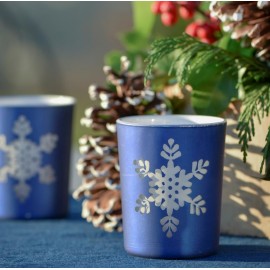 Photophore flocon de neige en verre bleu les 12 Photophore flocon de neige en verre bleu les 12