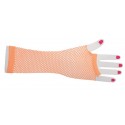 Mitaines résille fluo orange longues femme